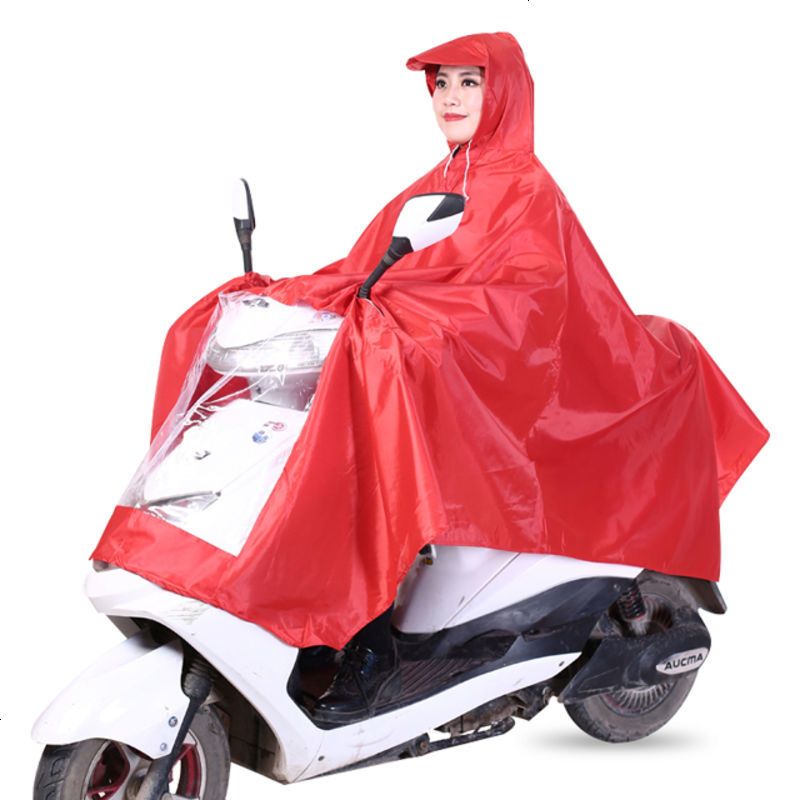 超大雨衣电动车单人摩托车雨衣男女士大帽檐加大加厚雨衣雨披包邮_1 XXXXL_红色_1215加大号