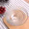 带盖圆形透明耐热玻璃碗家用微波泡面碗沙拉碗冰箱保鲜碗便当饭盒日用家居_1 玫红色五件套一套