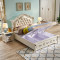 A家家具 美式乡村白色双人床 高箱床 1.5米地暖高箱床+床垫+2床头柜