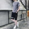 男士运动套装夏季跑步健身运动衣服装宽松休闲短袖T恤短裤两件套_3 3XL WJX18606黑色