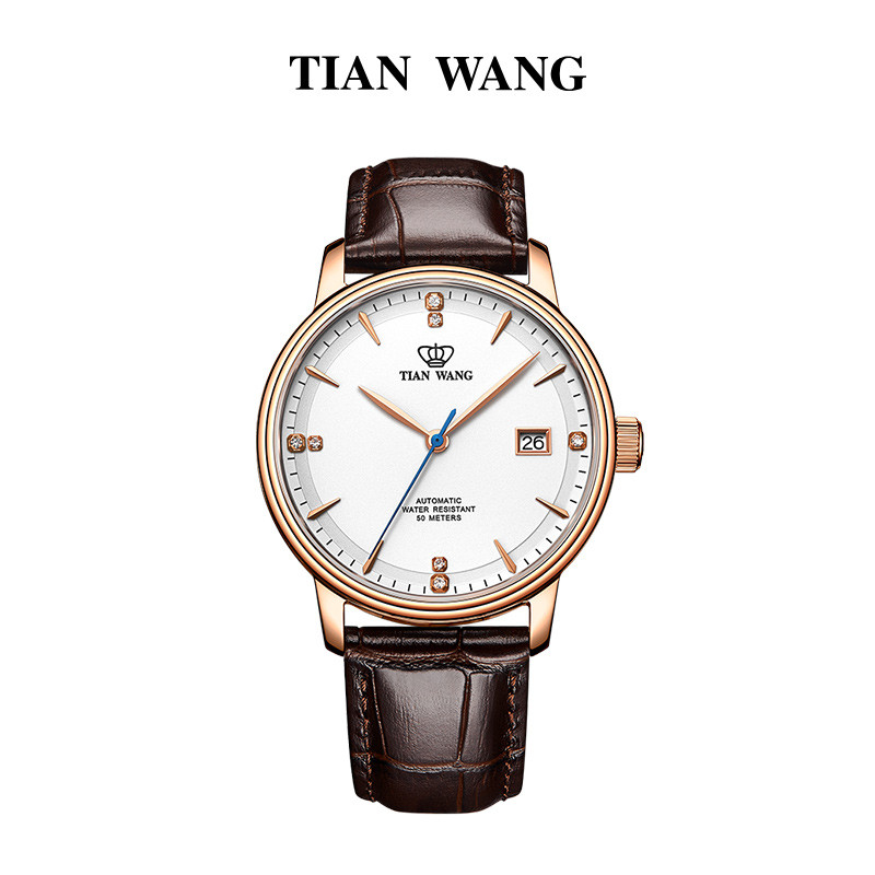 天王表（TIAN WANG）手表 昆仑系列自动机械表正品防水男表休闲时尚女士手表情侣手表51001 白色男表