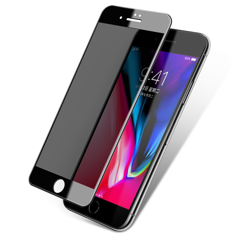 轻万苹果6丝印防窥膜iphone6s手机保护膜全屏丝印手机贴膜白色i6钢化膜黑色