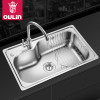 欧琳(OULIN) 304不锈钢洗碗盆洗菜池 加厚水槽单槽套餐 含龙头水槽YG102-B 搭配X001不锈钢龙头