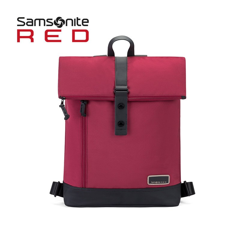 Samsonite/新秀丽男士时尚翻盖双肩背包涤纶潮人背包折叠电脑包运动休闲包男 96N 枣红色