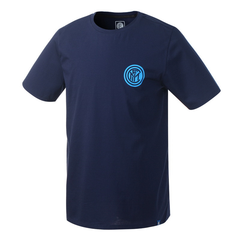 国际米兰俱乐部官方夏季新品高档精梳丝光棉男士印花短袖运动圆领短款T恤 藏蓝色 XL