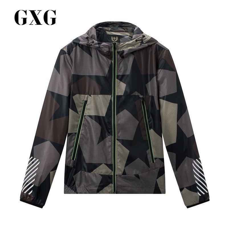 GXG男装夏季潮流绿迷彩夹克外套 170/M 绿迷彩