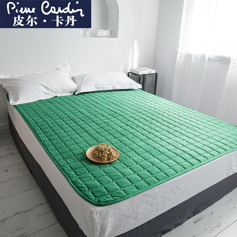 皮尔卡丹(Pierre Cardin)家纺 艾绒理疗床垫四季纤维床笠夹棉褥子防滑可折叠薄垫子 艾绒床垫款-绿色 150*200cm