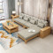 天惠子 沙发 全实木沙发组合 现代中式小户型木质布艺沙发储物客厅家具 储物款1+2+3+大小茶几