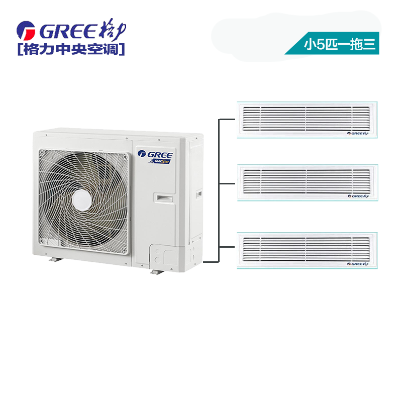 格力（GREE）中央空调小5匹一拖三套组 一级能效变频 多联风管嵌入式空调 Star系列 GMV-H112WL/A