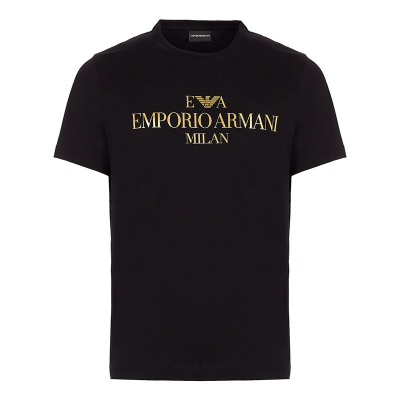 EMPORIO ARMANI 阿玛尼 奢侈品EA 19新款男士棉质圆领logo短袖T恤3G1TM4 1JHRZ 0999 黑色 XXL