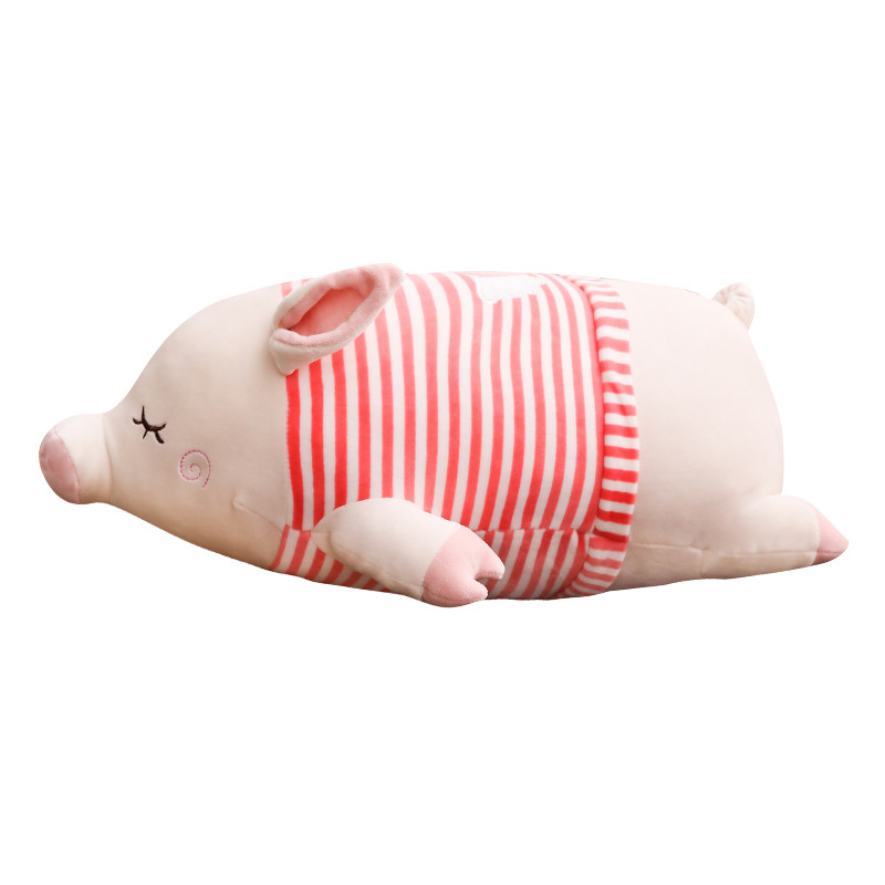 鸱吻条纹香猪抱枕毛绒玩具（40cm 红色）