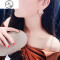 s925纯银耳钉韩国简约水钻耳环女个性时尚百搭气质耳饰耳坠 菱形满钻金色