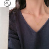 韩国时髦百搭14K金笑脸项链女简约气质钛钢镀真金微笑锁骨链 笑脸项链(40.5+4.5cm)一条