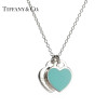 Tiffany&Co.:蒂芙尼经典款蓝色珐琅双心项链S925银(多种链长可选) 链长45cm