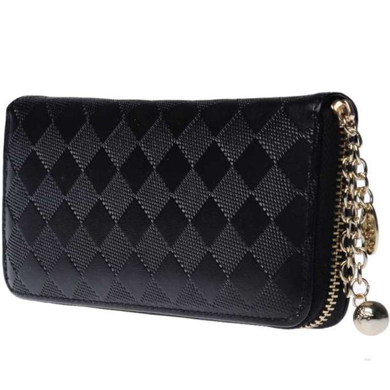 lae长款挂坠菱形皮纹女士票夹ppdowpccx941黑