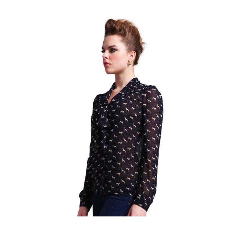 ts 欧洲田园范儿碎花领口打结衬衣s0248435xl