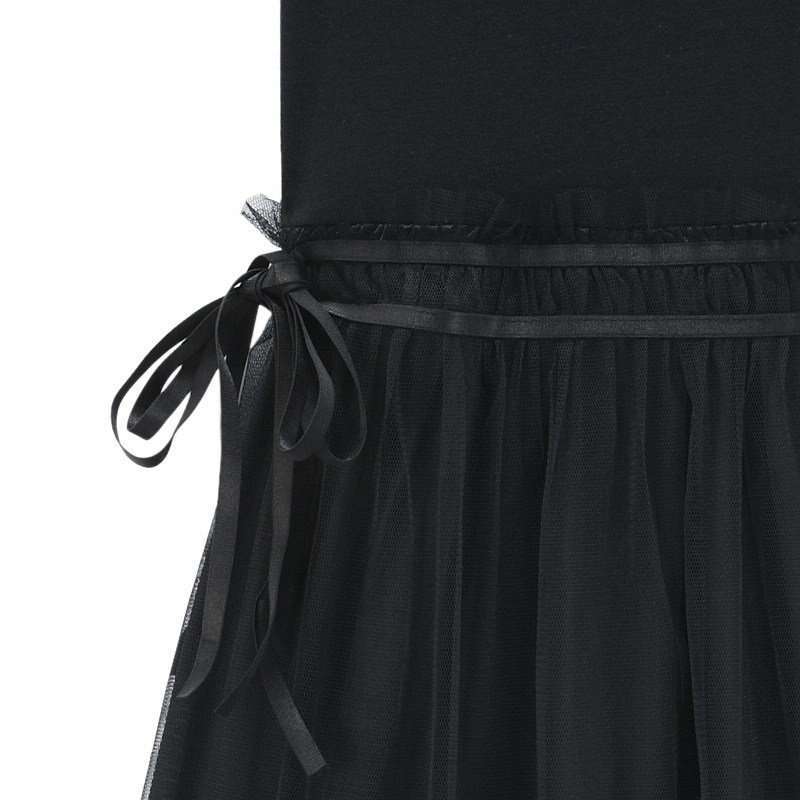 VANCL凡客诚品 秋意枫林网纱拖地连衣裙 黑色