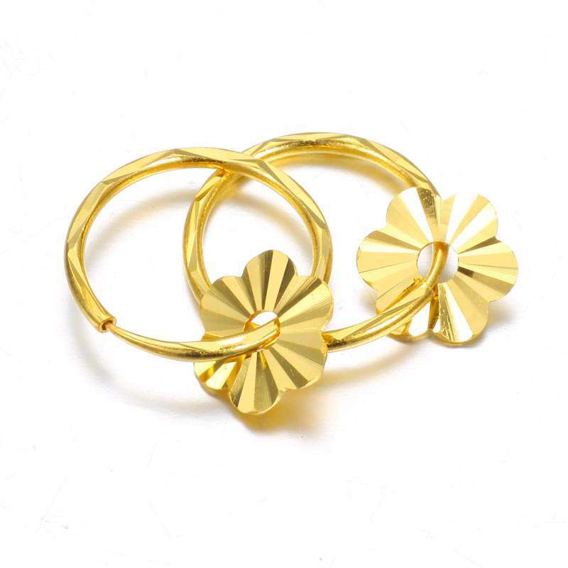 萃华金店 千足金黄金精品耳环 花瓣款耳环 3.4