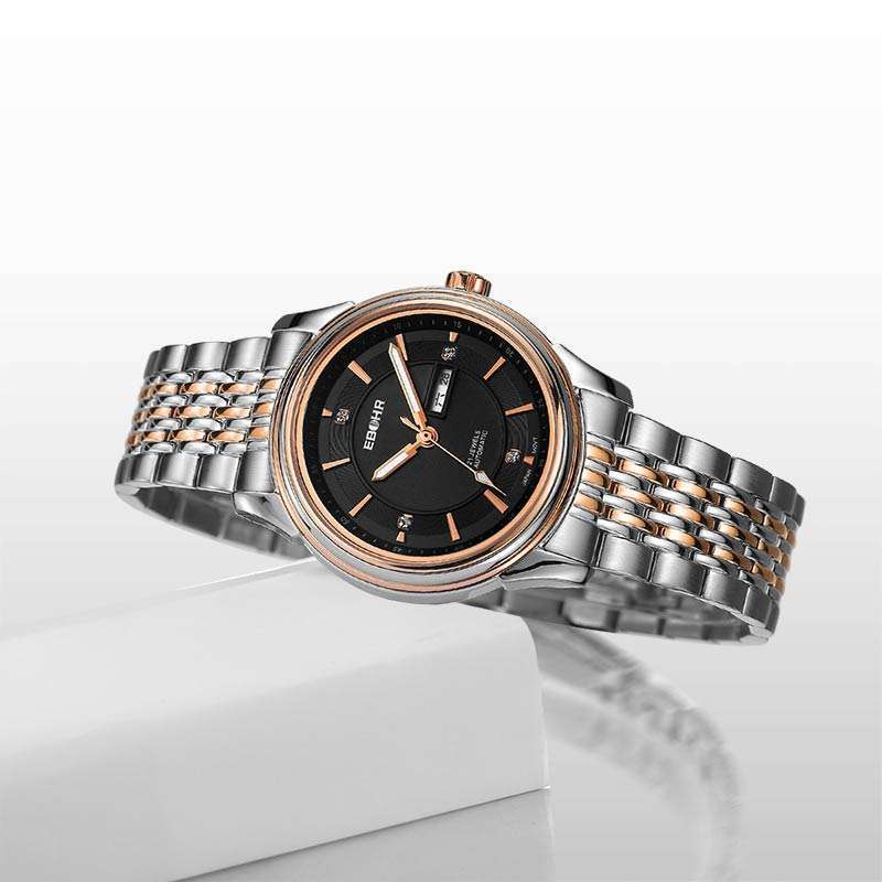 依波表豪华机械都市经典系列圆形实心钢带女款