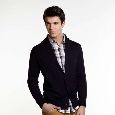 KOOL 男<em>毛衣</em>外套 复古青果领长袖<em>男士</em>针织开