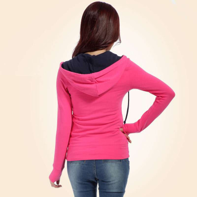 TSCHUMO\/初摸 连帽学生拼色开衫卫衣 女 韩版