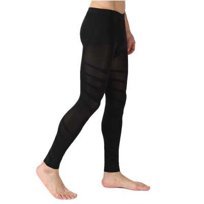 瘦秀 男士瘦腿裤塑型燃脂九分裤运动健身裤健美裤塑身裤瘦塑形裤 黑色 M图片_苏宁易购