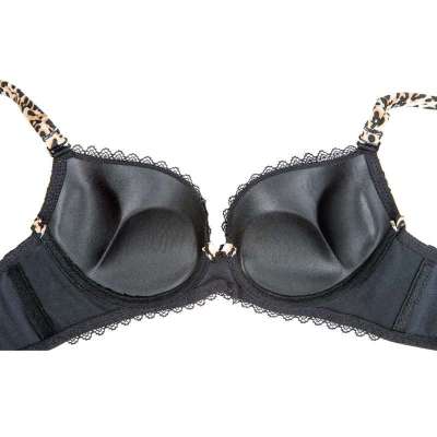 rubeh都市女士黑色豹纹内衣超厚<em>文胸</em>聚拢加厚