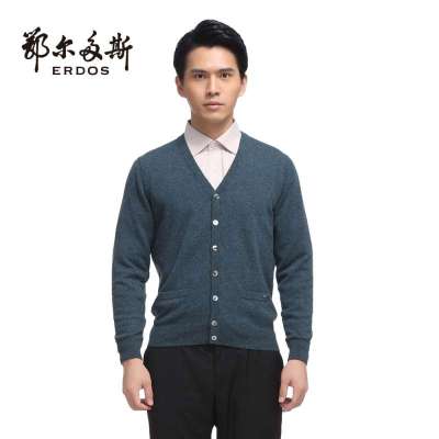 鄂尔多斯2013秋冬新款100%<em>山羊绒</em>V领<em>男开衫</em>