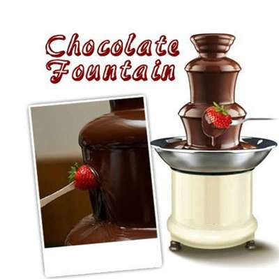 豪华三层不锈钢巧克力喷泉机40厘米大号送1斤