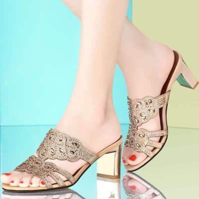 GUCIHEAVEN 古奇天伦 夏季鱼嘴凉拖 水钻镂