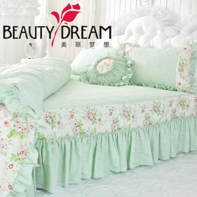 BeautyDream 纯棉淡绿色床上用品四件套 褶皱