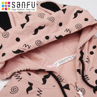 三福2014女装<em>秋季</em>新款 韩版胡子纯棉<em>开衫</em> <em>女生</em>