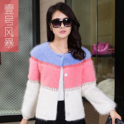 壹号风暴2014秋冬新款 短款圆领<em>长毛</em>水貂绒毛