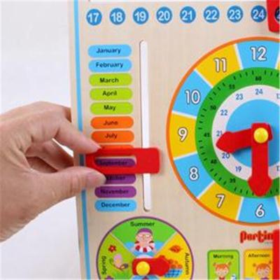 木制多功能数字时钟 日历季节天气认知学习 早