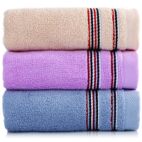三利全棉缎档面巾3条装 黄色、紫色、蓝色 34×72cm