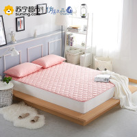 俏居(Choshome)家纺 全棉纯色加厚床垫床褥纯色简约风四季可用1.8m床双人垫褥子防滑薄保护垫 粉色 1.5*2.0m