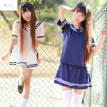ectic日系英伦风学生校服套装海军领短袖t恤水手服jk制服夏少女短裤裙