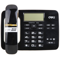 得力（deli）794 免电池来电显示座机 双接口办公家用电话机 大按键固定电话 带计算器功能（黑色）