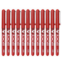 百乐(PILOT)BL-VB5直液式走珠笔 中性笔签字笔 0.5mm 水性笔学生用笔 红色12支装送笔盒