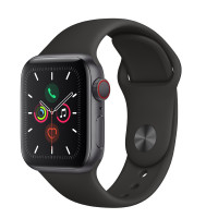 Apple Watch Series5 智能手表 GPS 40毫米 深空灰色铝金属表壳搭配黑色运动型表带