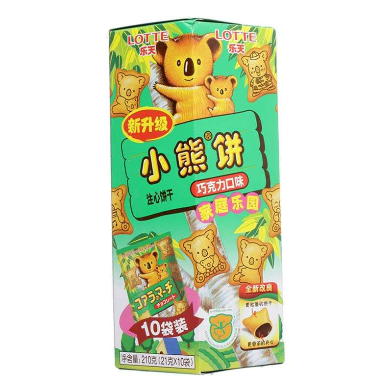 乐天小熊饼巧克力夹心210g盒