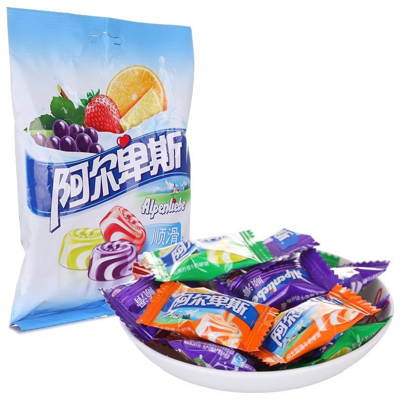 苏宁易购超市阿尔卑斯缤纷果园牛奶硬糖150g水果味
