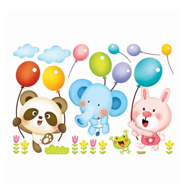 贝贝梦 韩国进口 儿童房墙贴 可移除 卡通夜光贴纸 气球 小动物fd