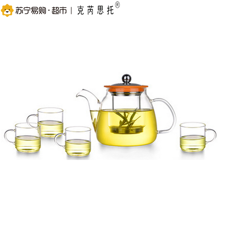 思托 耐热玻璃茶具五件套 防爆裂耐热玻璃花茶壶不锈钢过滤泡茶冲茶器