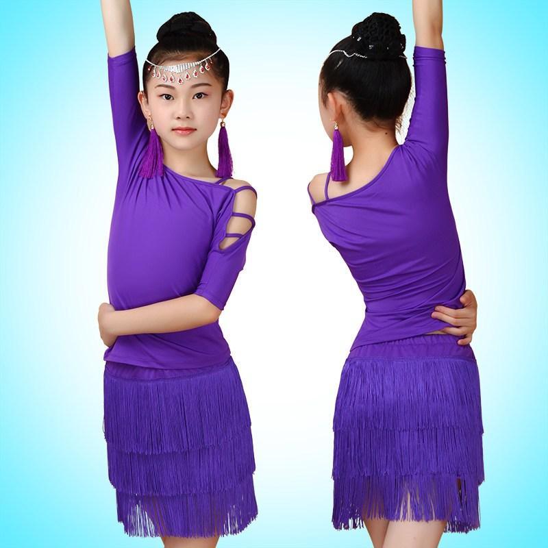 春夏新款女童拉丁舞比赛儿童演出服装少儿练习
