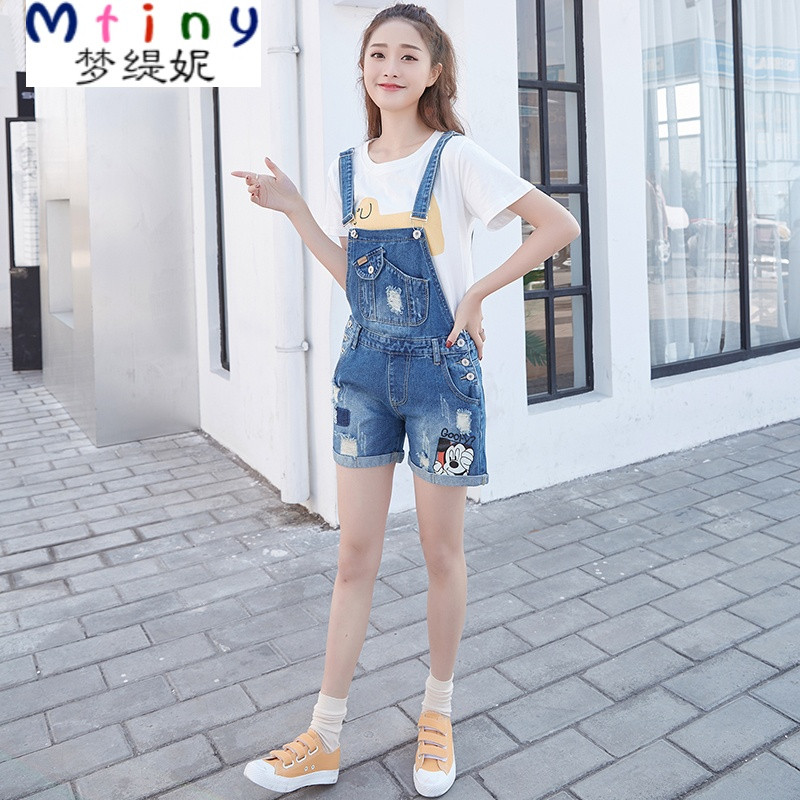 mtiny15夏装少女裤青少年初中学生14大童16岁女孩17牛仔裤女短裤背带