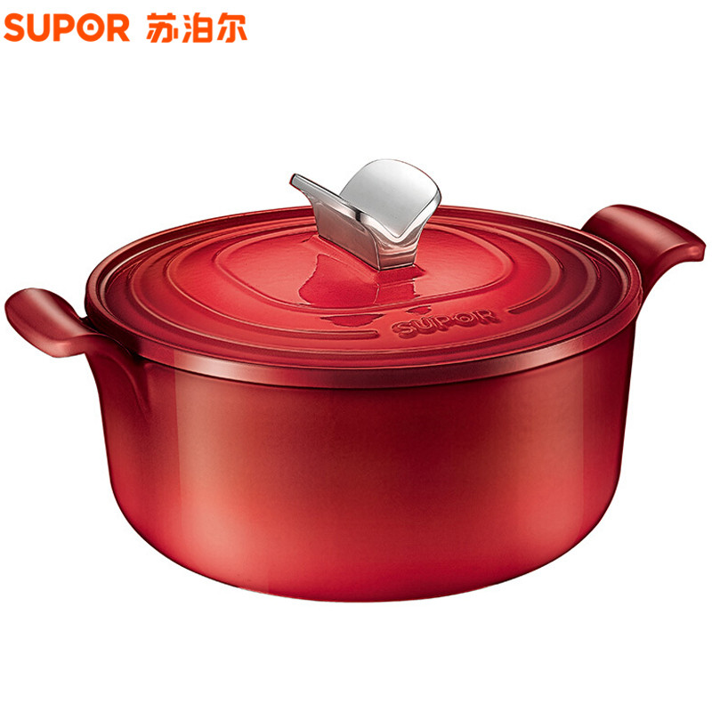 苏泊尔(supor)珐琅铸铁锅-经典圆形炖锅 樱桃红flt22a1