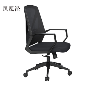凤凰泾工作椅写字椅舒适靠背书房椅子转椅魅影黑固定扶手(标准款)