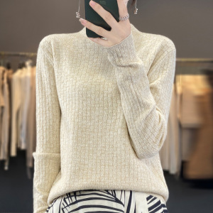 时尚2023秋季风气质安迪绒套头厚半高领常规毛衣女式针织衫