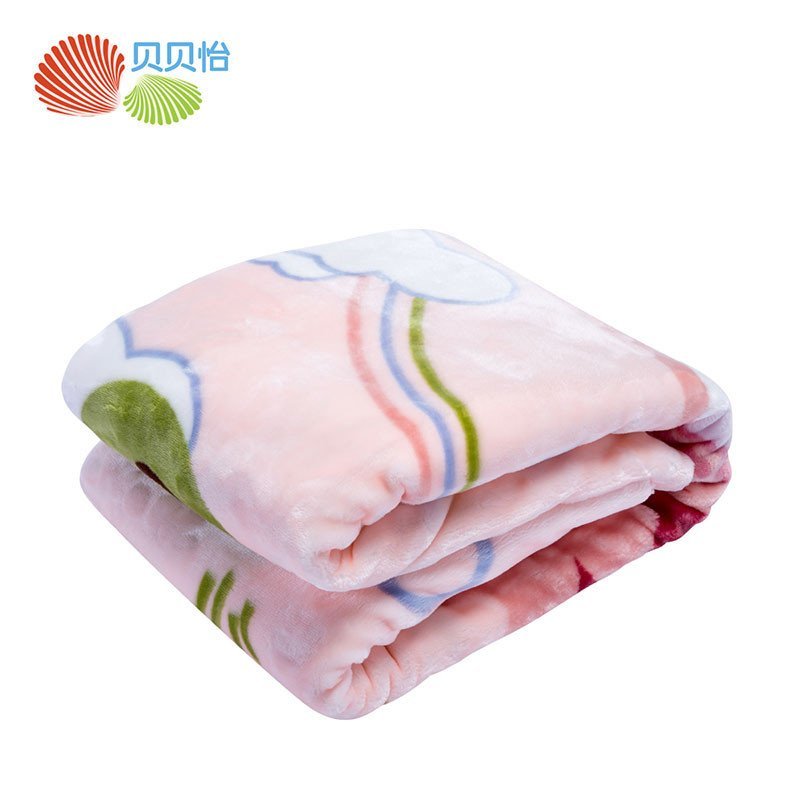 贝贝怡新生儿纯棉毛毯拉舍尔盖毯男女童舒适柔软卡通毛毯154p154